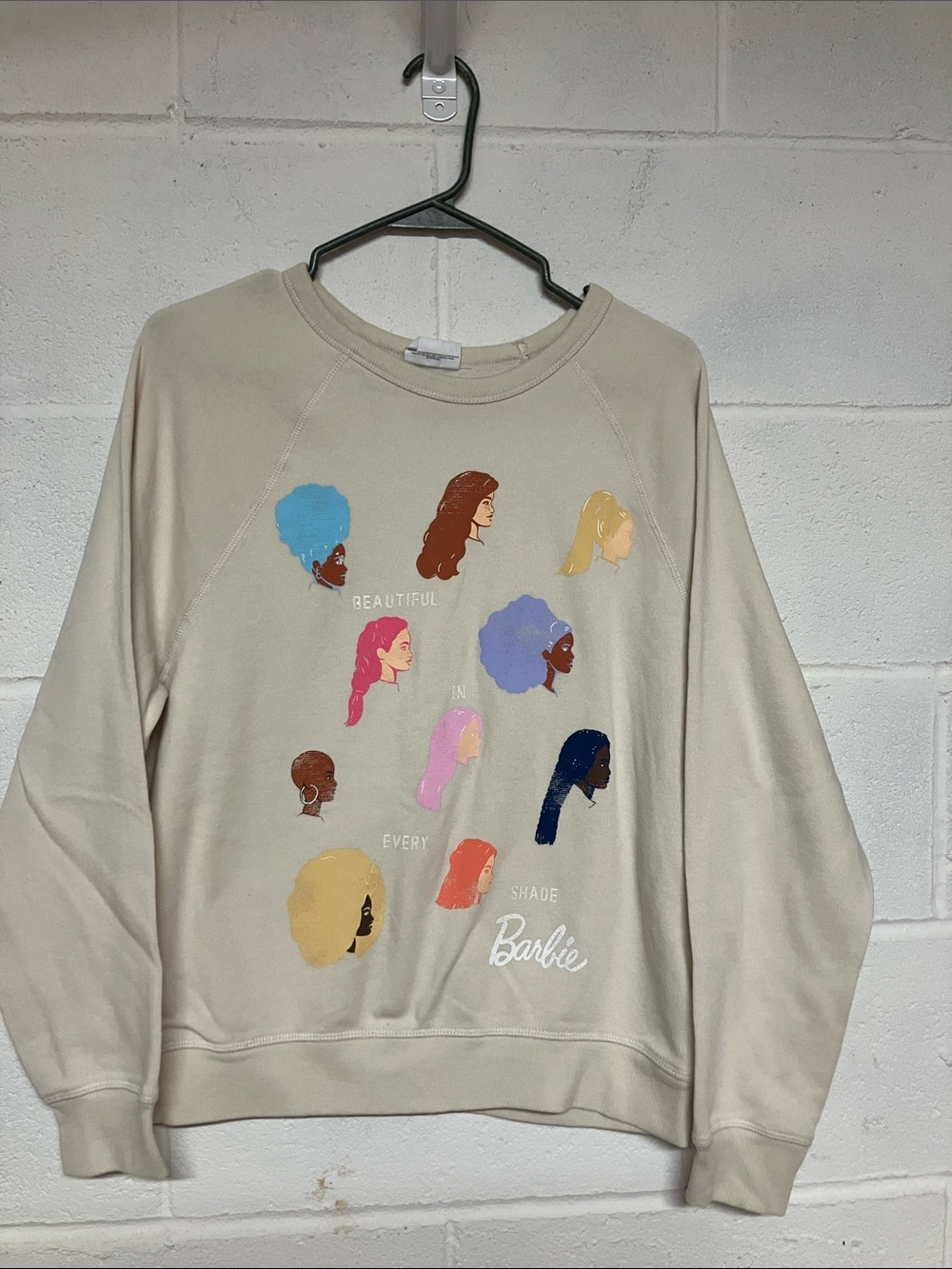 Barbie Cream Sweatshirt with Multicolor Profile Graphics
